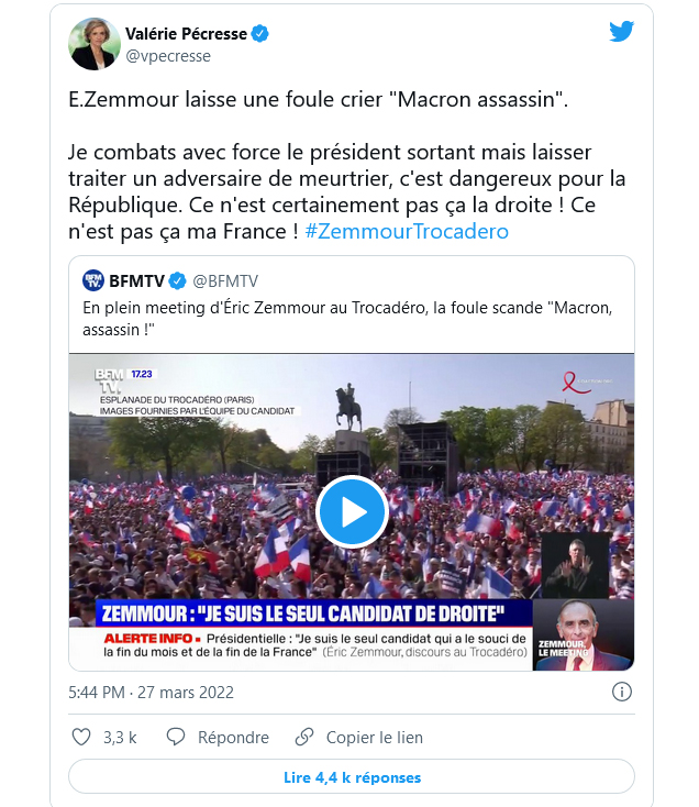 Présidentielle : Condamnation unanime du 'Macron Assassin' scandé par les Zemmouristes