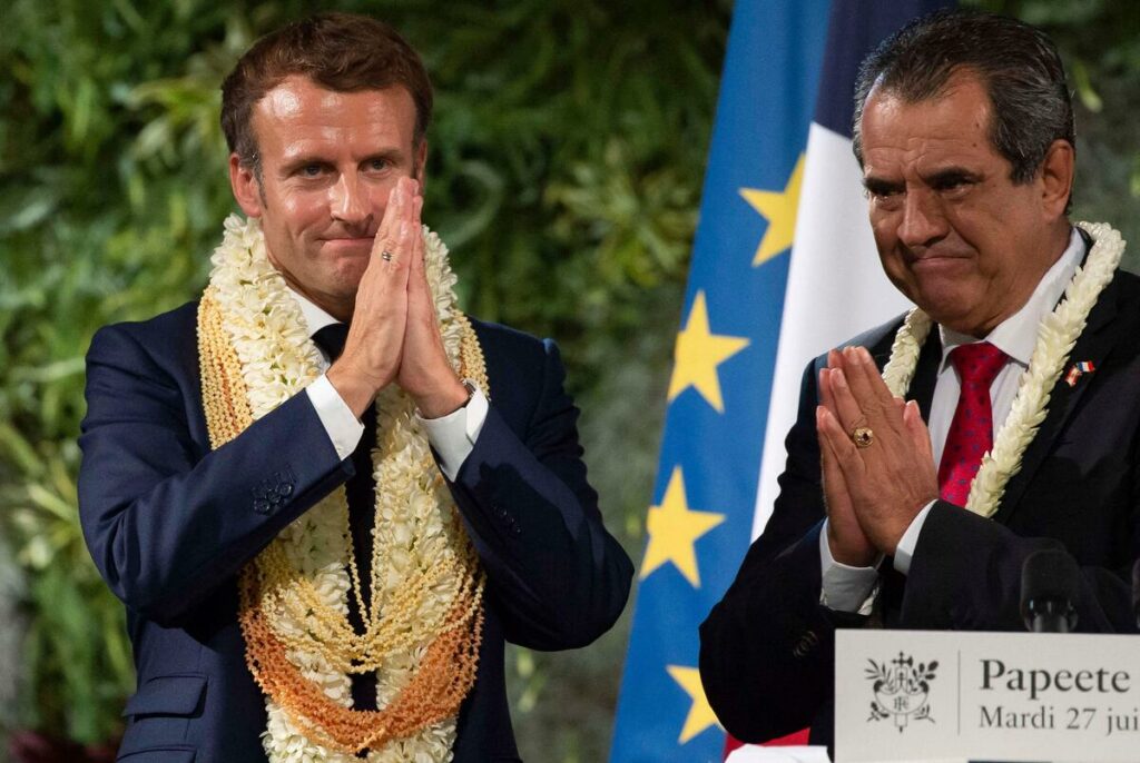 Emmanuel Macron avec Édouard Fritch à Papeete