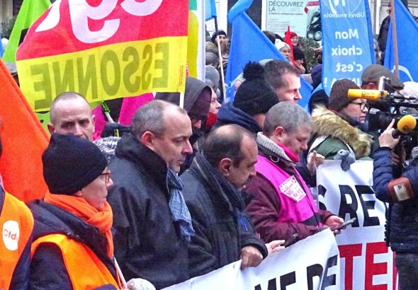 Philippe Martinez et Laurent Berger durant la manifestation du 19 janvier 2023