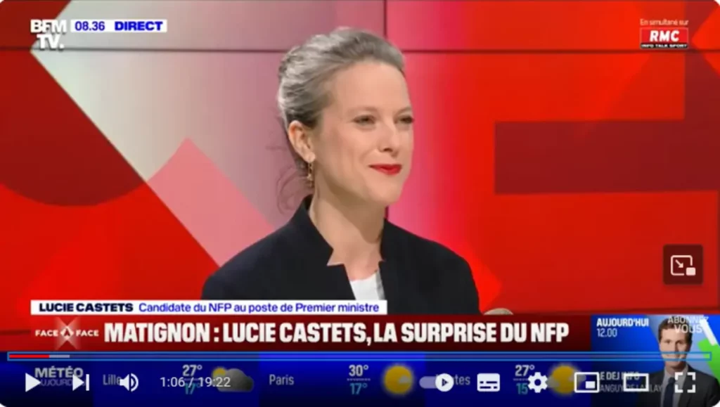 Lucie Castets ©Capture d'écran BFMTV