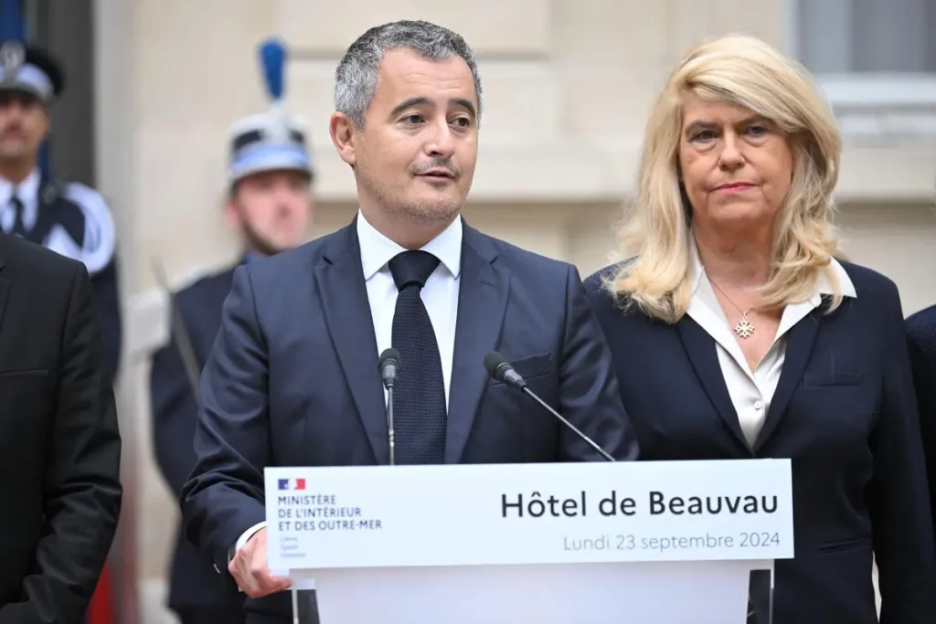 Gérald Darmanin lors de la passation de pouvoir Hôtel de Beauvau, 23 septembre 2024 ©Alamy