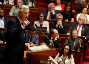 Michel Barnier lors de son discours de politique générale, mardi 1er octobre 2024 ©Alamy