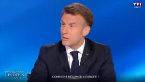Emmanuel Macron sur le plateau de TF1, mardi 12 mai 2025 ©Capture d'écran TF1
