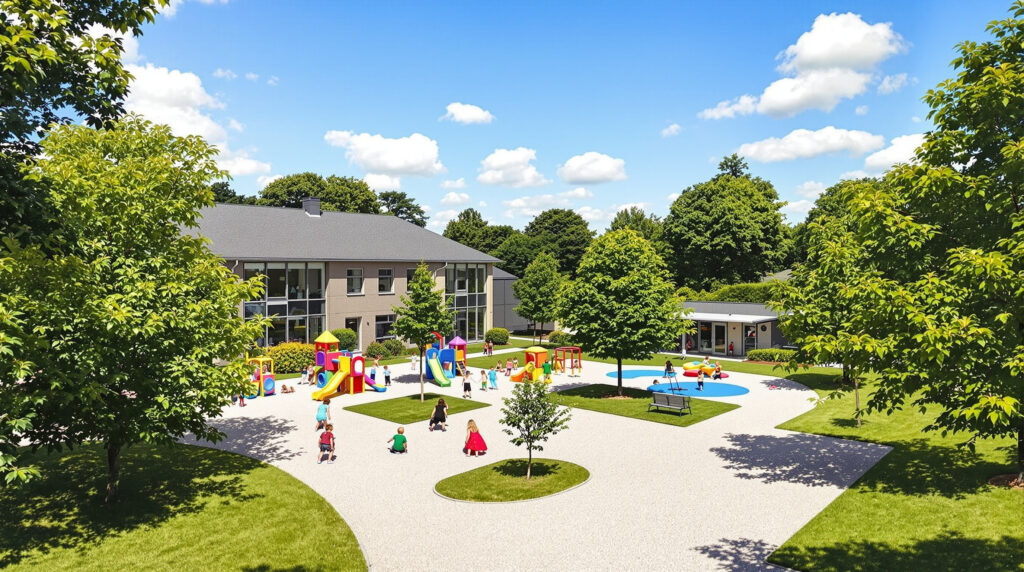 École paisible ensoleillée