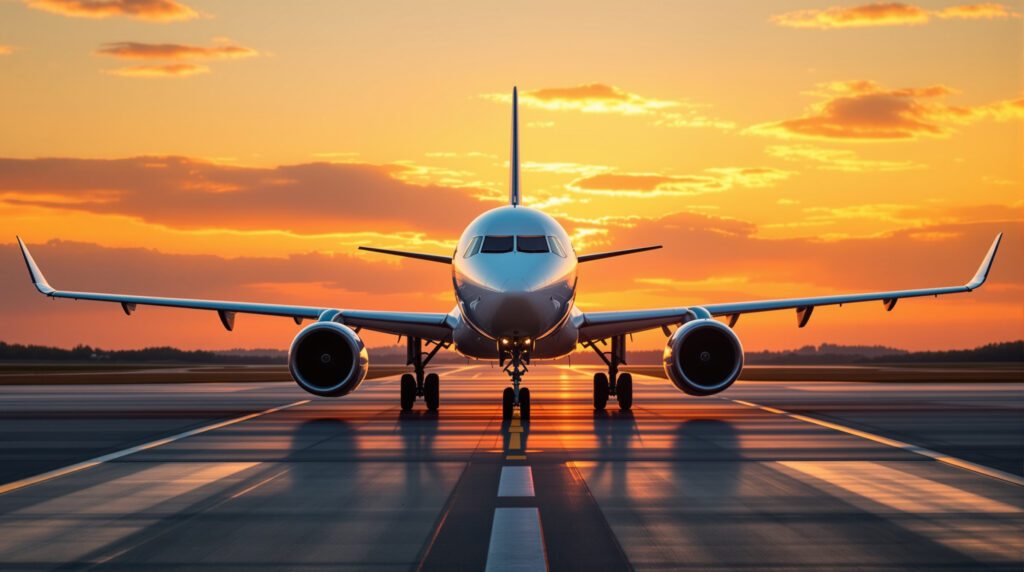 avion-piste-coucher-soleil