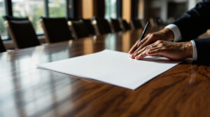 Main sur document officiel en conseil m&eacute;tropolitain