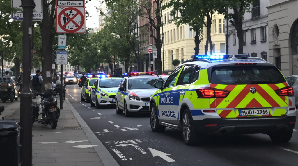 Rue tranquille avec femme enceinte